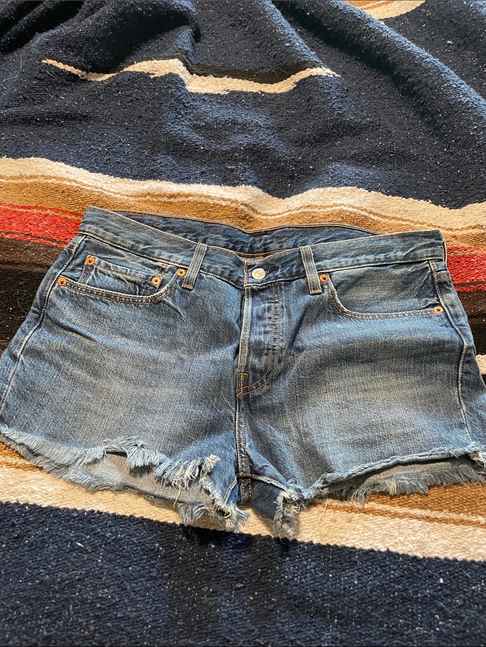 Levi's Distressed Blue Denim Cutoff Shorts